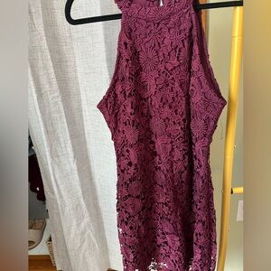Womens Burgundy Crochet Lace Dress